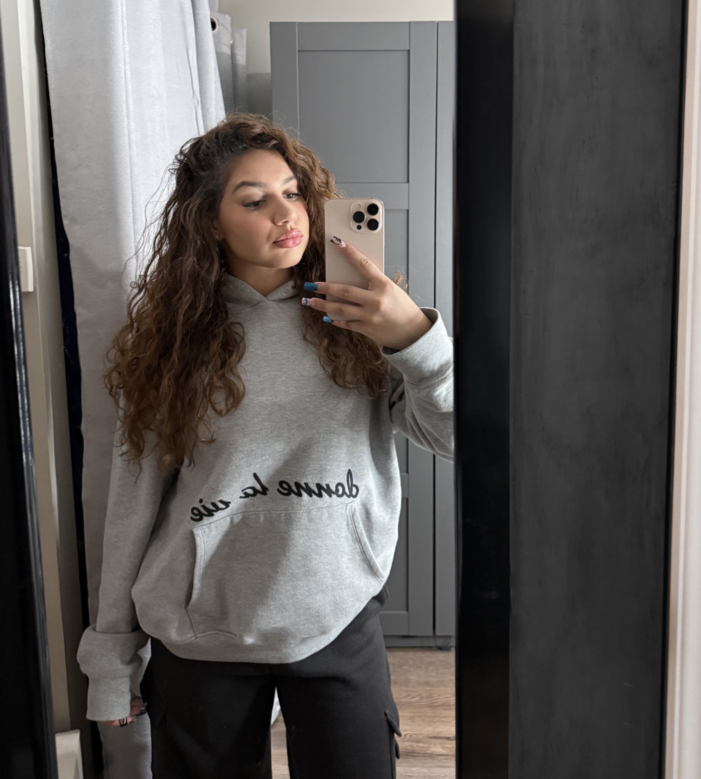 OVERSIZED SCRIPT HOODIE (STEEL GREY)