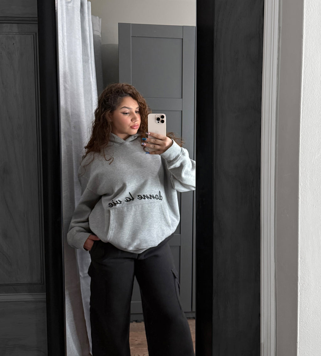 OVERSIZED SCRIPT HOODIE (STEEL GREY)