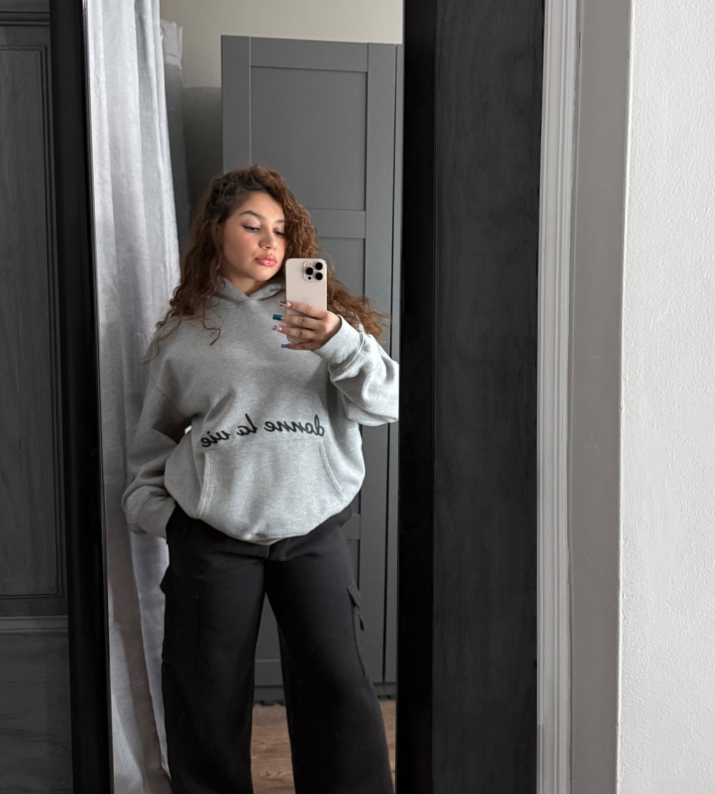 OVERSIZED SCRIPT HOODIE (STEEL GREY)