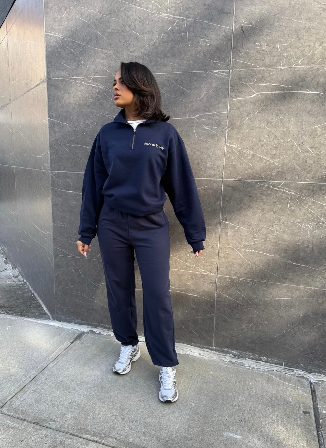 QUARTER ZIP POLO (NORTH NAVY)