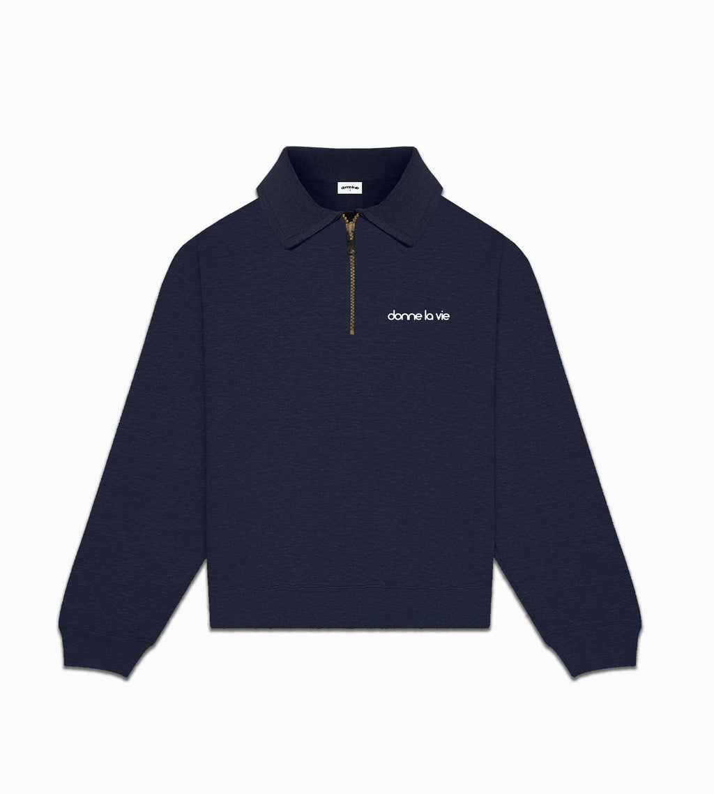 QUARTER ZIP POLO (NORTH NAVY)