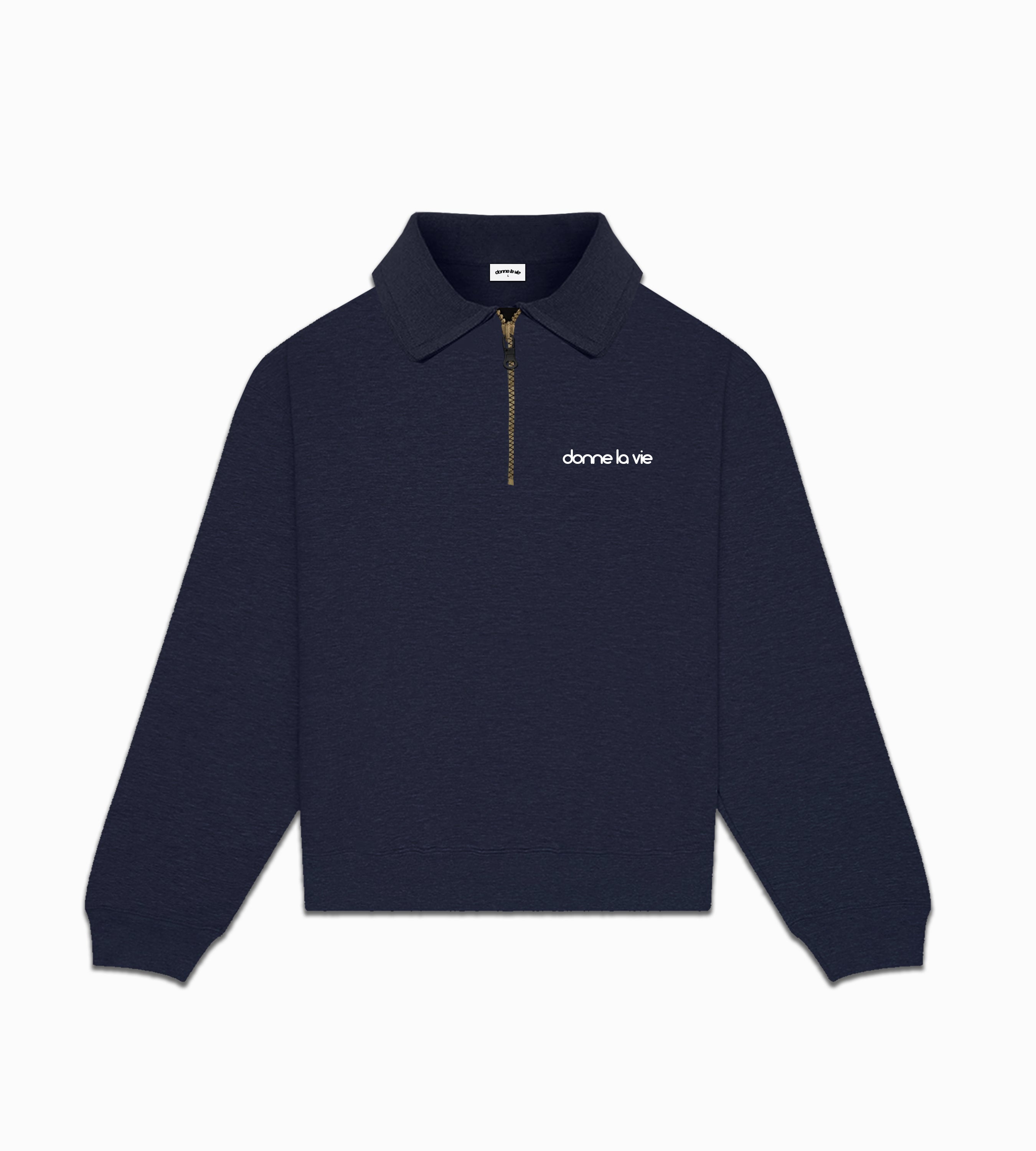 QUARTER ZIP POLO (NORTH NAVY)
